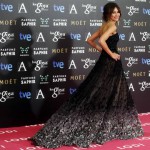 Spanish actress Goya Toledo, nominated for best supporting actress for her role in "Marsella", poses on the red carpet before the Spanish Film Academy's Goya Awards ceremony in Madrid