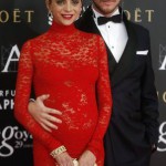 Spanish actress Macarena Gomez poses with her husband Aldo Comas on the red carpet before the Spanish Film Academy's Goya Awards ceremony in Madrid